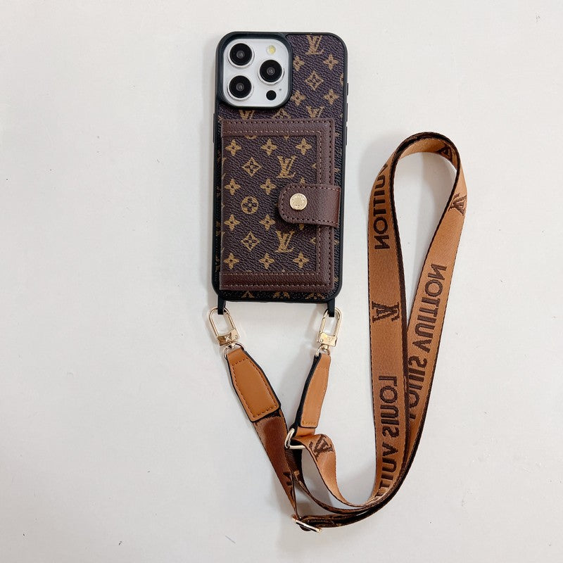 Funda de iPhone Funda de iPhone con tarjetero de lujo Crossboday