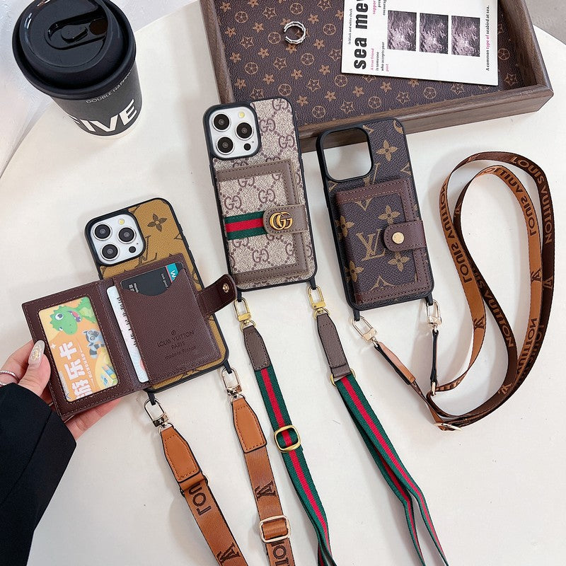 Funda de iPhone Funda de iPhone con tarjetero de lujo Crossboday