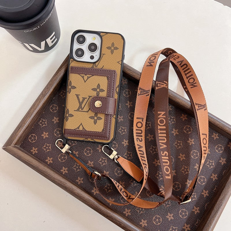 Funda de iPhone Funda de iPhone con tarjetero de lujo Crossboday