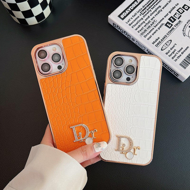 Logotipo de diamante de moda en oro rosa Funda y vinilo para iPhone