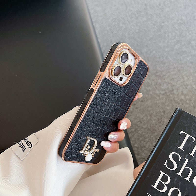 Logotipo de diamante de moda en oro rosa Funda y vinilo para iPhone
