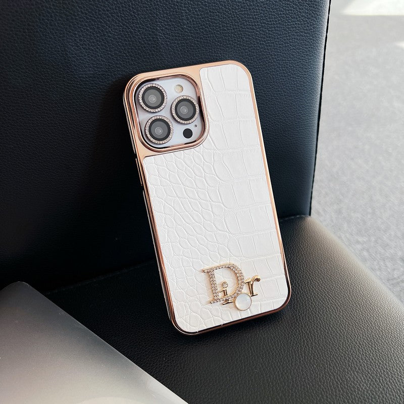 Logotipo de diamante de moda en oro rosa Funda y vinilo para iPhone