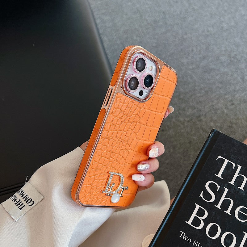 Logotipo de diamante de moda en oro rosa Funda y vinilo para iPhone