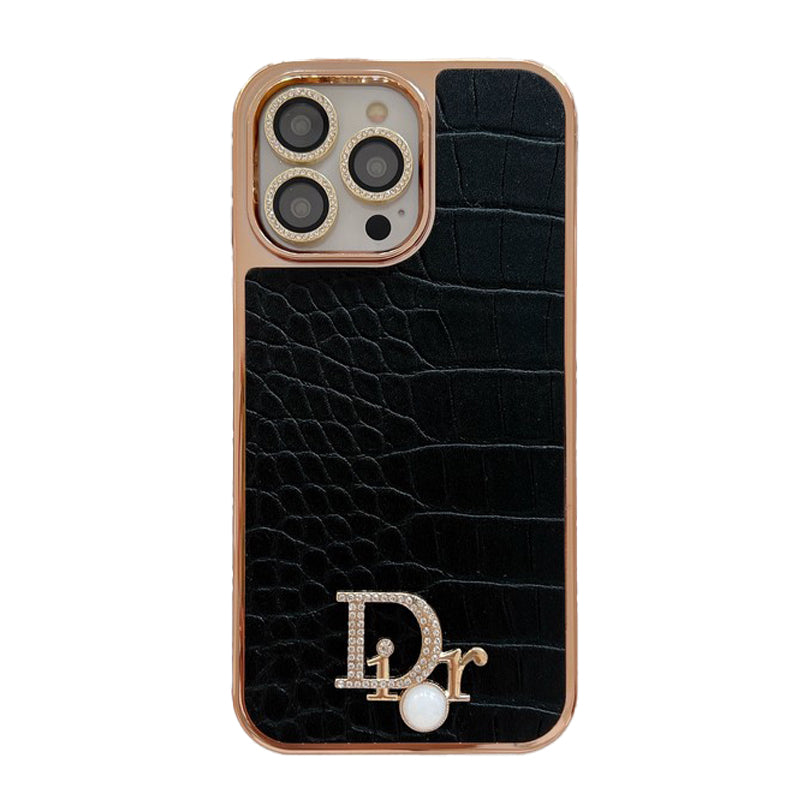 Logotipo de diamante de moda en oro rosa Funda y vinilo para iPhone