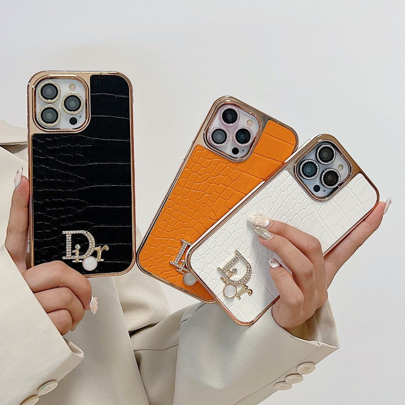 Logotipo de diamante de moda en oro rosa Funda y vinilo para iPhone