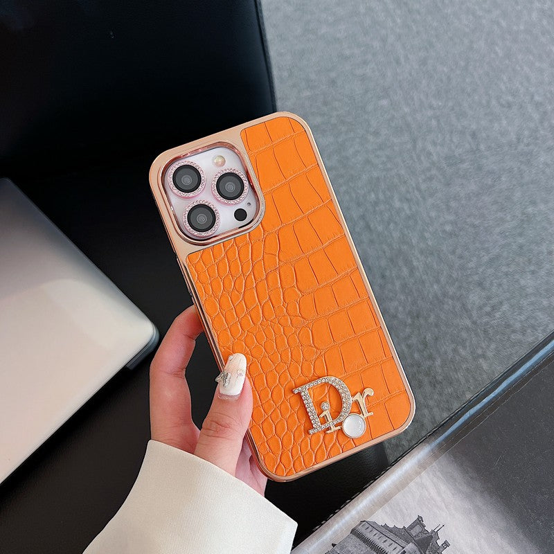 Logotipo de diamante de moda en oro rosa Funda y vinilo para iPhone
