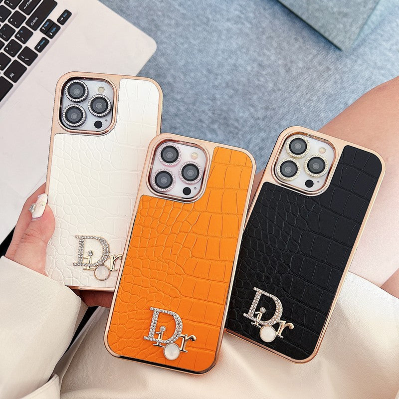 Logotipo de diamante de moda en oro rosa Funda y vinilo para iPhone