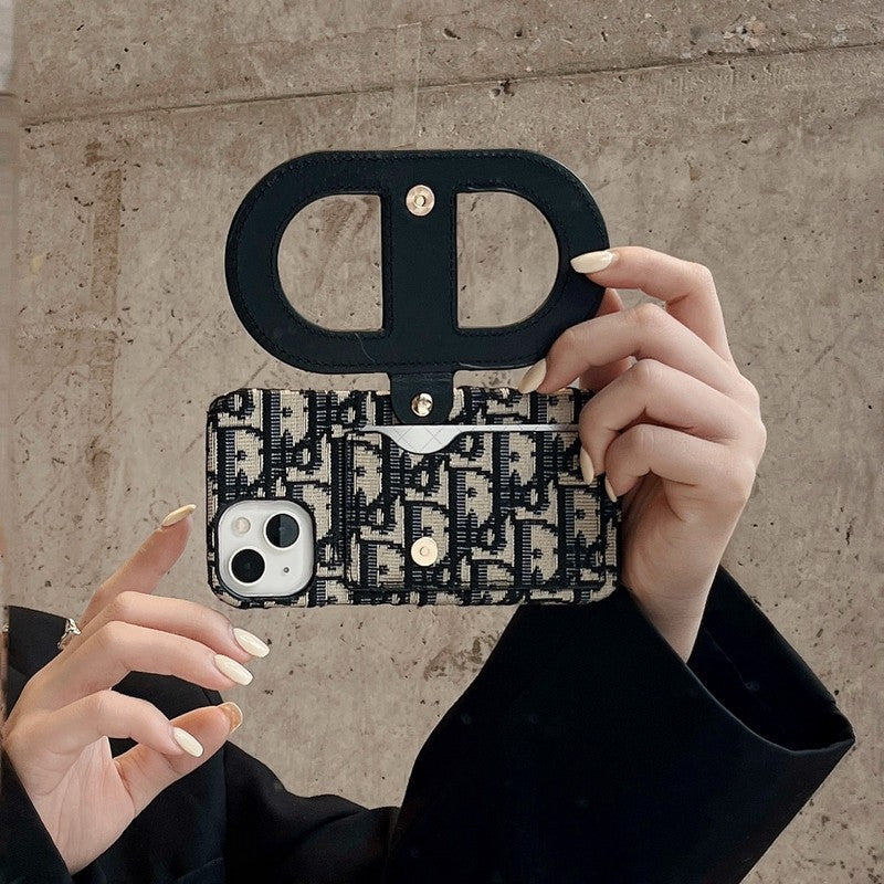 Capa para iPhone com bolsa de cartão com suporte de moda