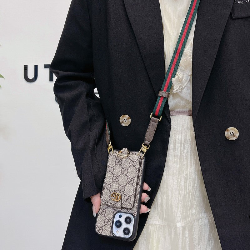 Luxe kaarttasje met klassieke ketting iPhone-hoesje