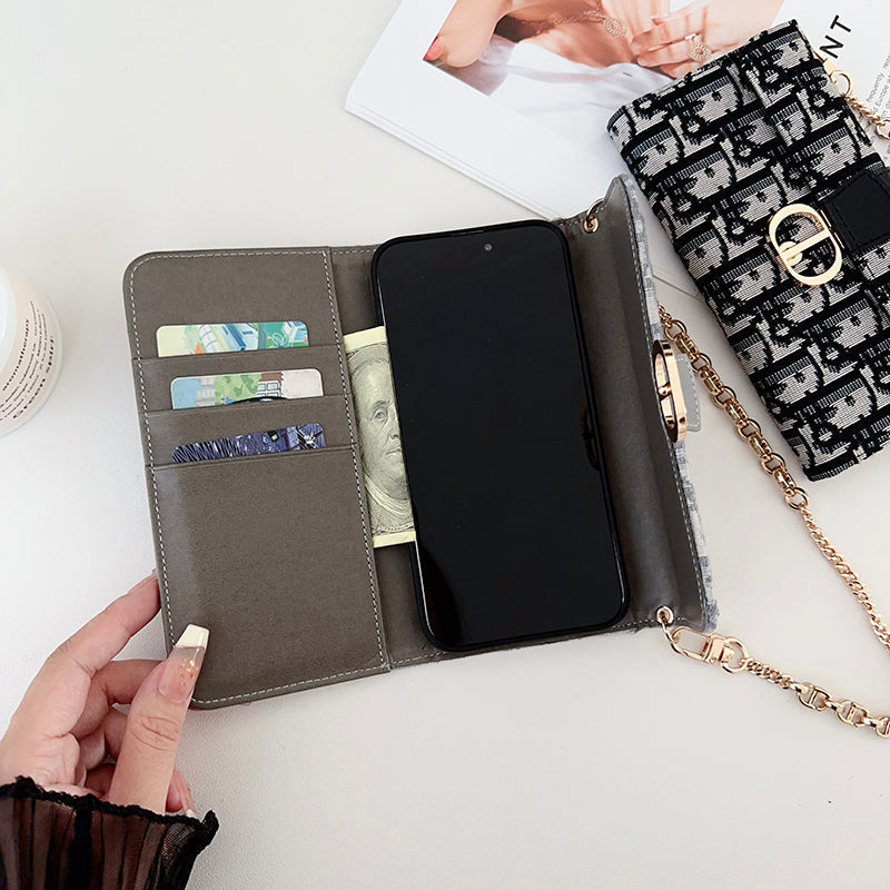 Capa para iPhone com corrente de lenços de bolsa da moda