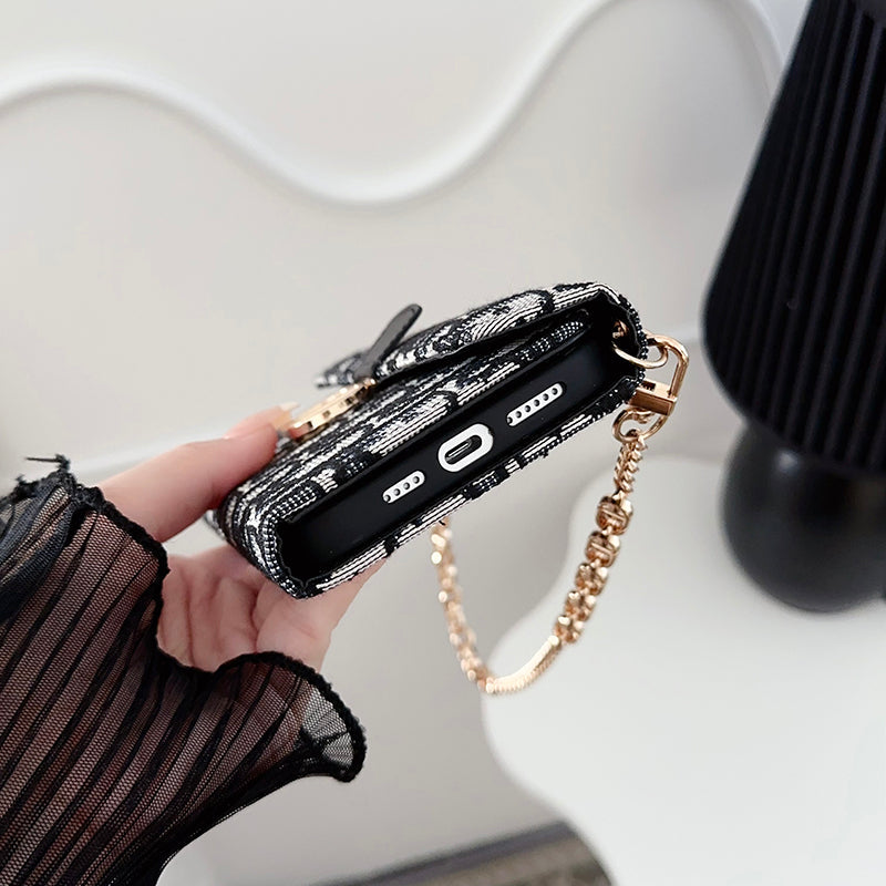 Capa para iPhone com corrente de lenços de bolsa da moda