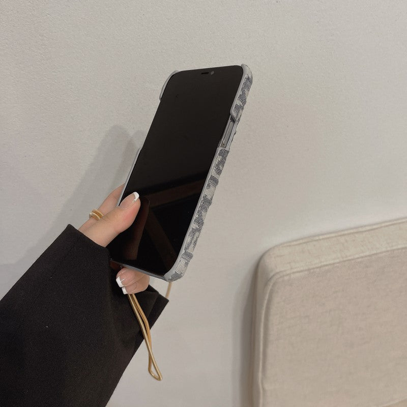 ファッション ブラック & グレー ファブリック カード バッグ クロスボディ iPhone ケース