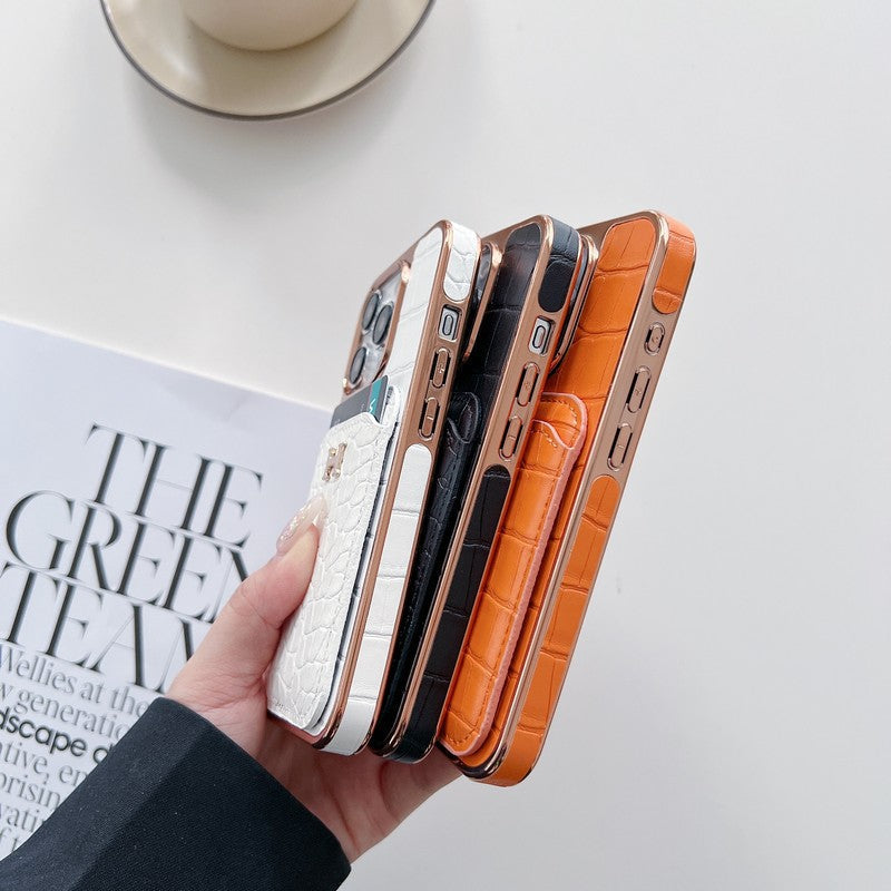 H ローズゴールド レザー iPhone ケース