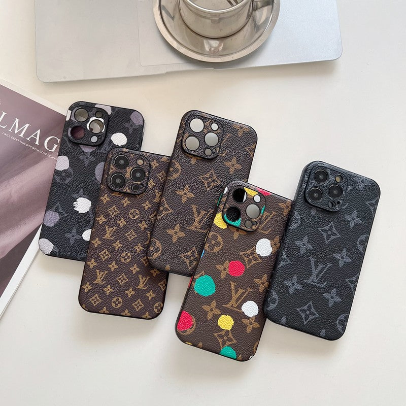 Capa luxuosa de couro de cor clássica para iPhone