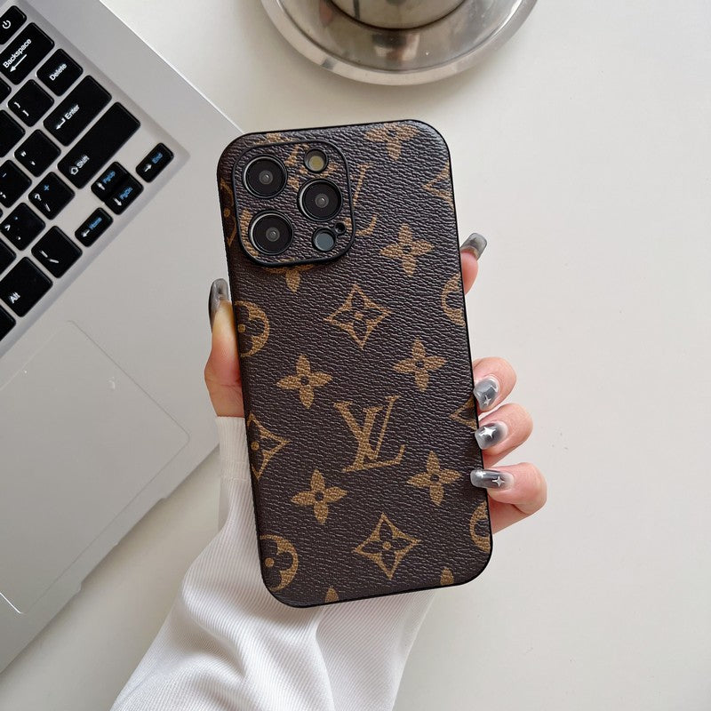 Capa luxuosa de couro de cor clássica para iPhone