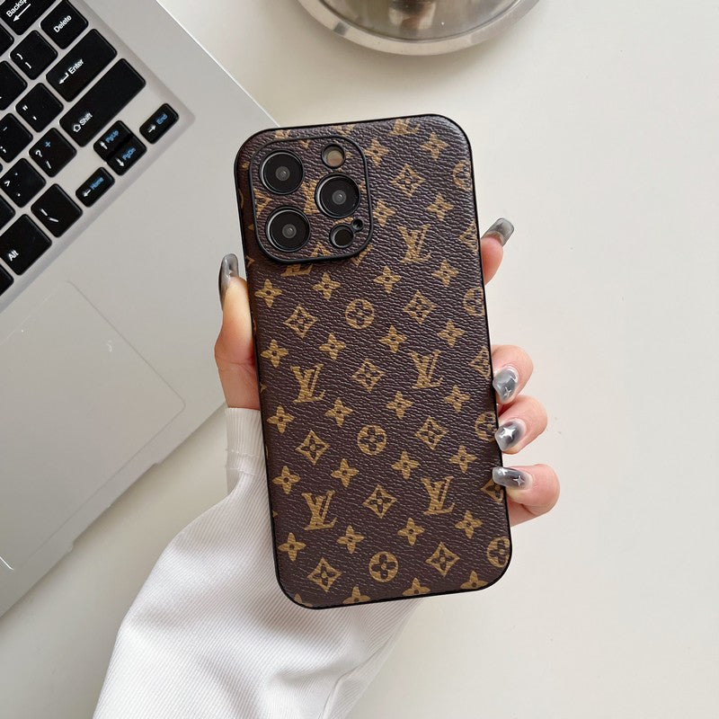 Capa luxuosa de couro de cor clássica para iPhone