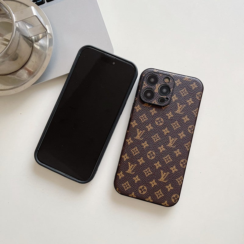 Capa luxuosa de couro de cor clássica para iPhone