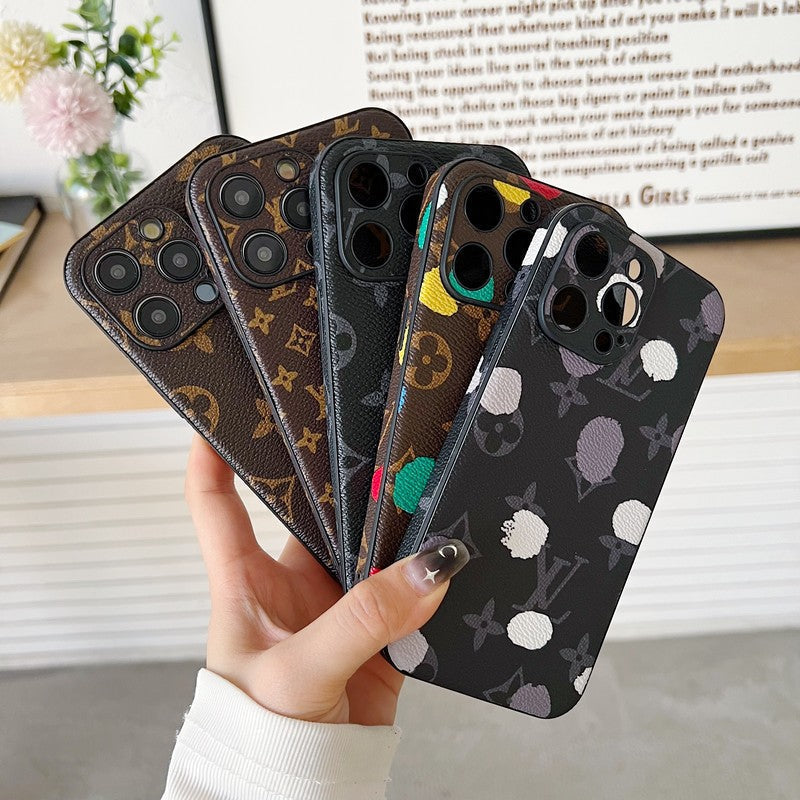 Capa luxuosa de couro de cor clássica para iPhone