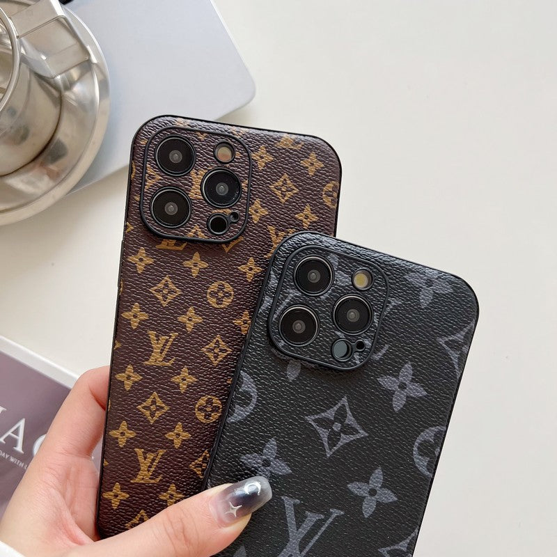 Capa luxuosa de couro de cor clássica para iPhone