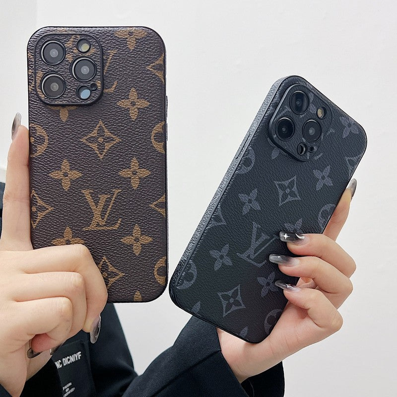Capa luxuosa de couro de cor clássica para iPhone
