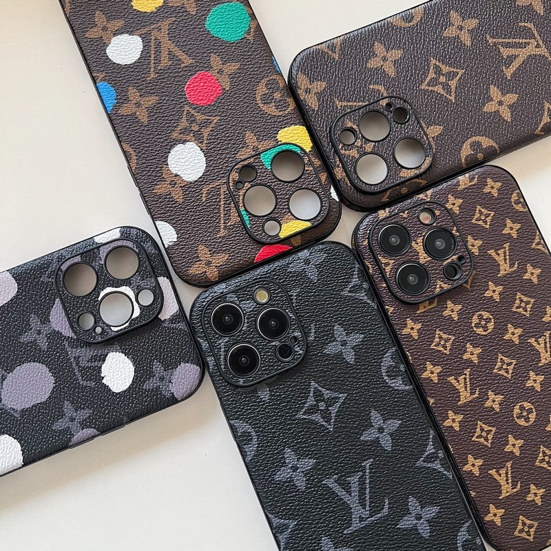 Capa luxuosa de couro de cor clássica para iPhone
