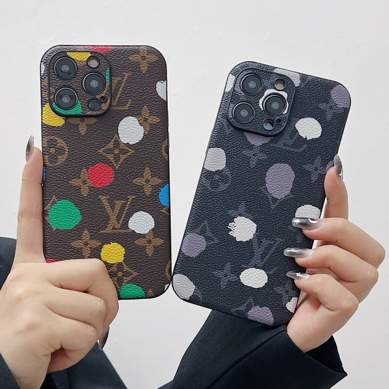 Capa luxuosa de couro de cor clássica para iPhone