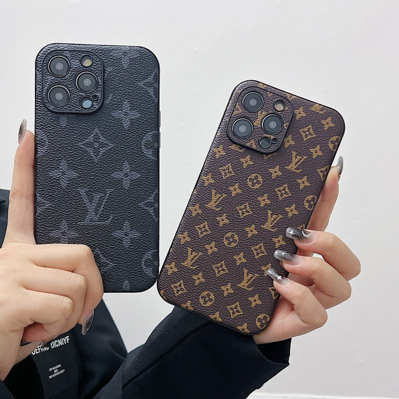 Capa luxuosa de couro de cor clássica para iPhone