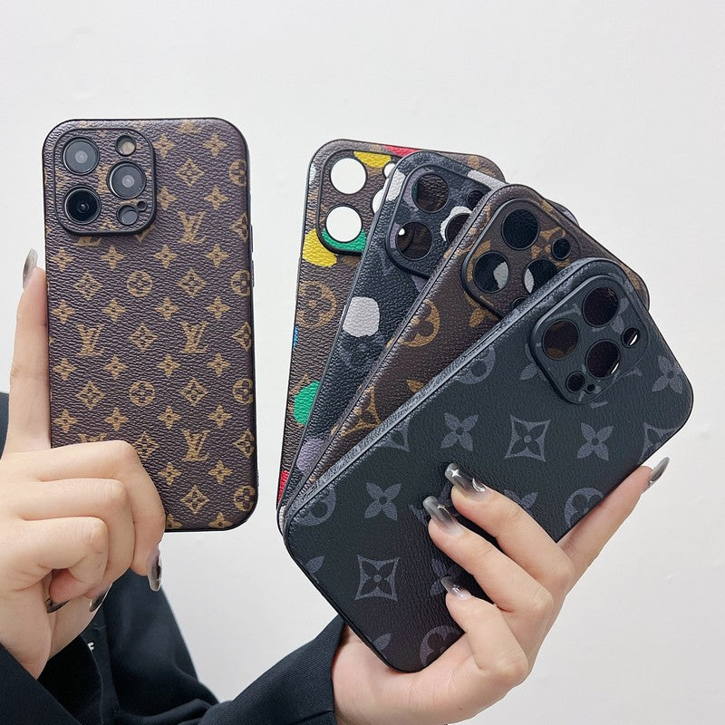 Capa luxuosa de couro de cor clássica para iPhone