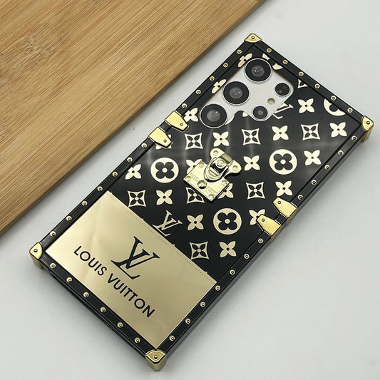 Caixa de marca de luxo com corrente para Samsung Galaxy S25/24/23 Series