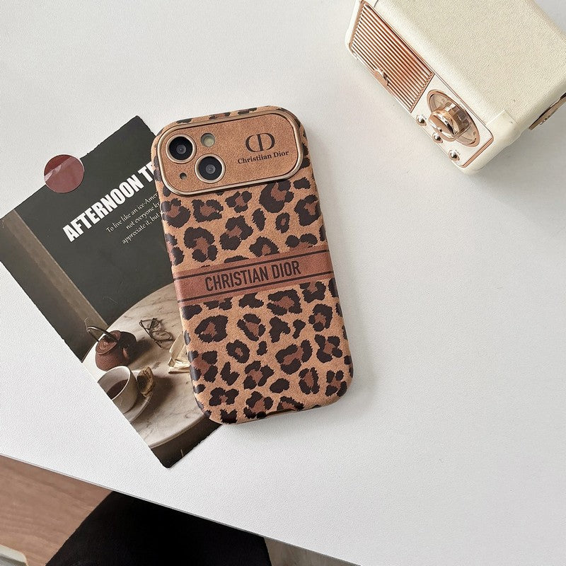 ファッションブラウンカラーレザーiPhoneケース