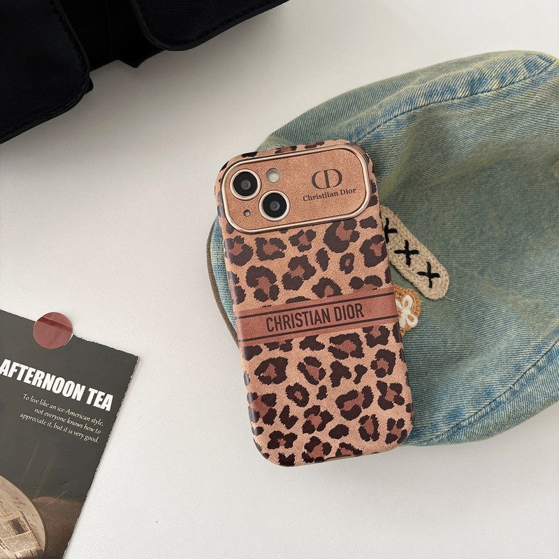 ファッションブラウンカラーレザーiPhoneケース