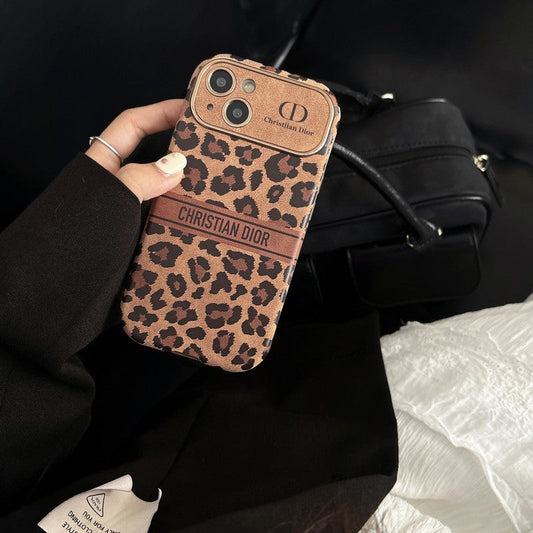 ファッションブラウンカラーレザーiPhoneケース