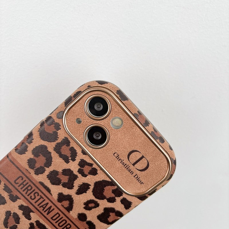ファッションブラウンカラーレザーiPhoneケース