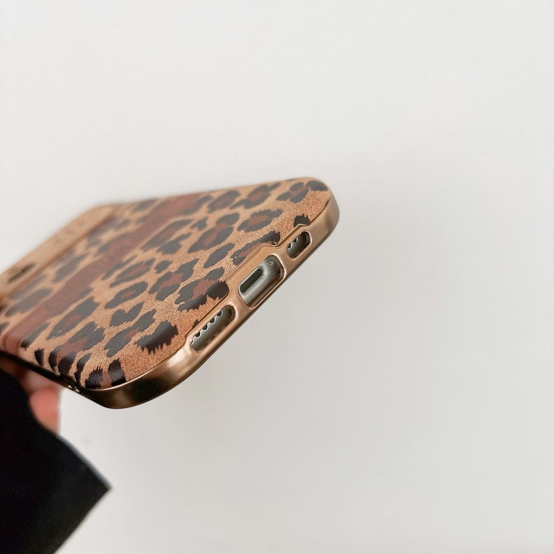 ファッションブラウンカラーレザーiPhoneケース