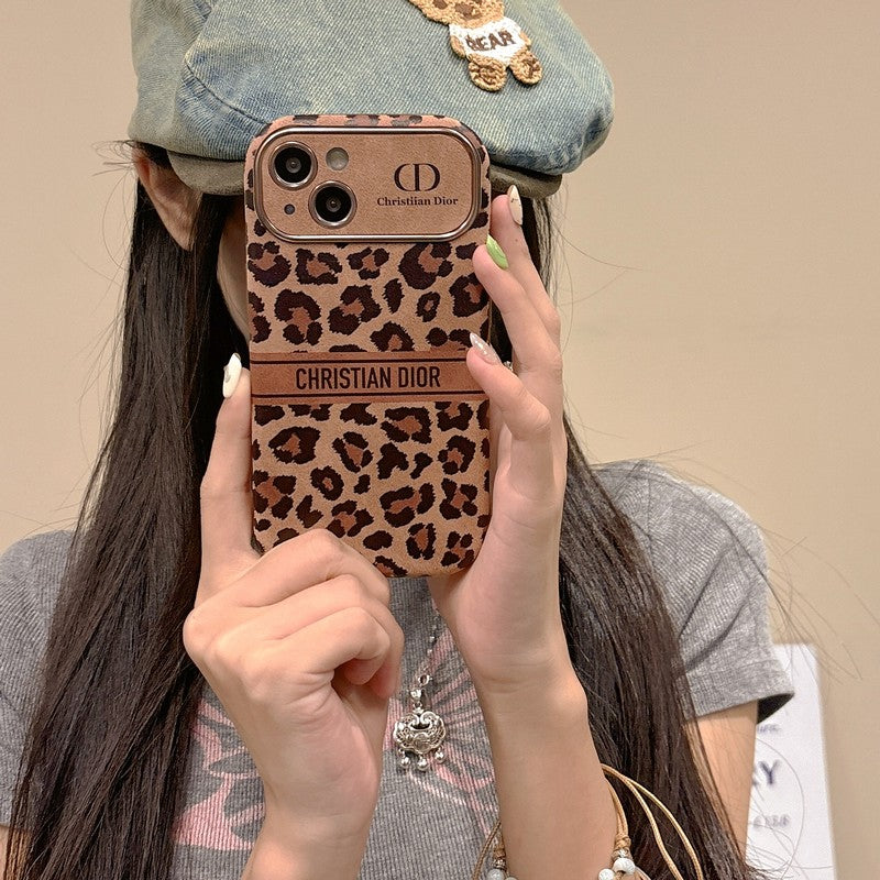 ファッションブラウンカラーレザーiPhoneケース