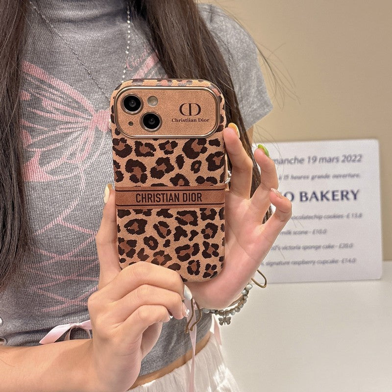 ファッションブラウンカラーレザーiPhoneケース