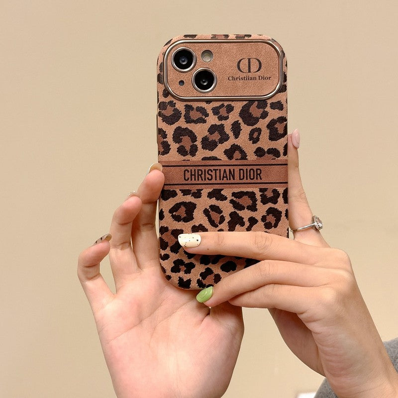 ファッションブラウンカラーレザーiPhoneケース