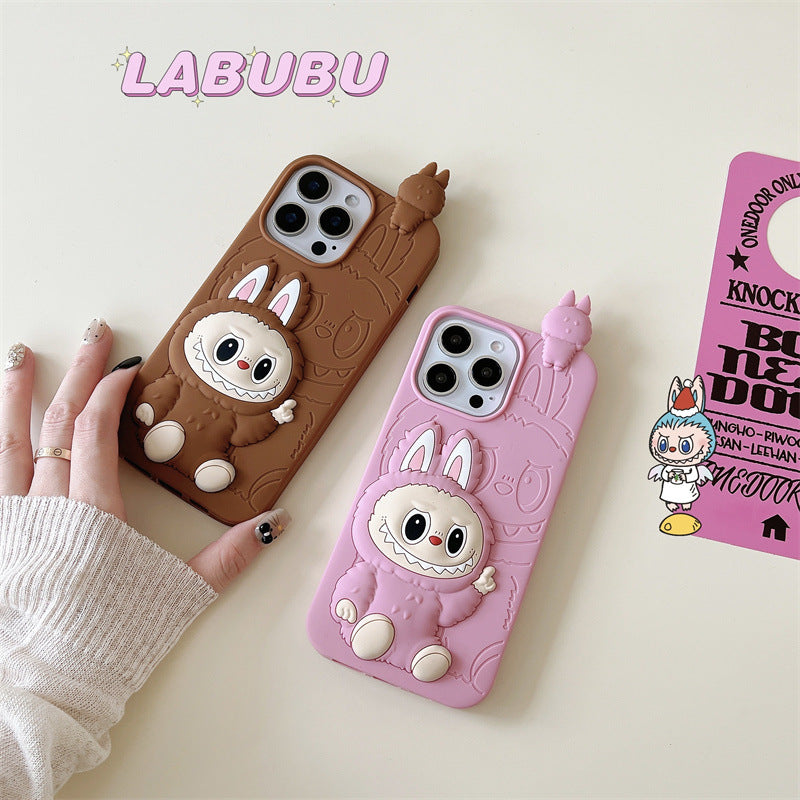 Gleoite Cartoon Labubu 3d Cás Sileacain | Donn Bándearg - Cás iPhone