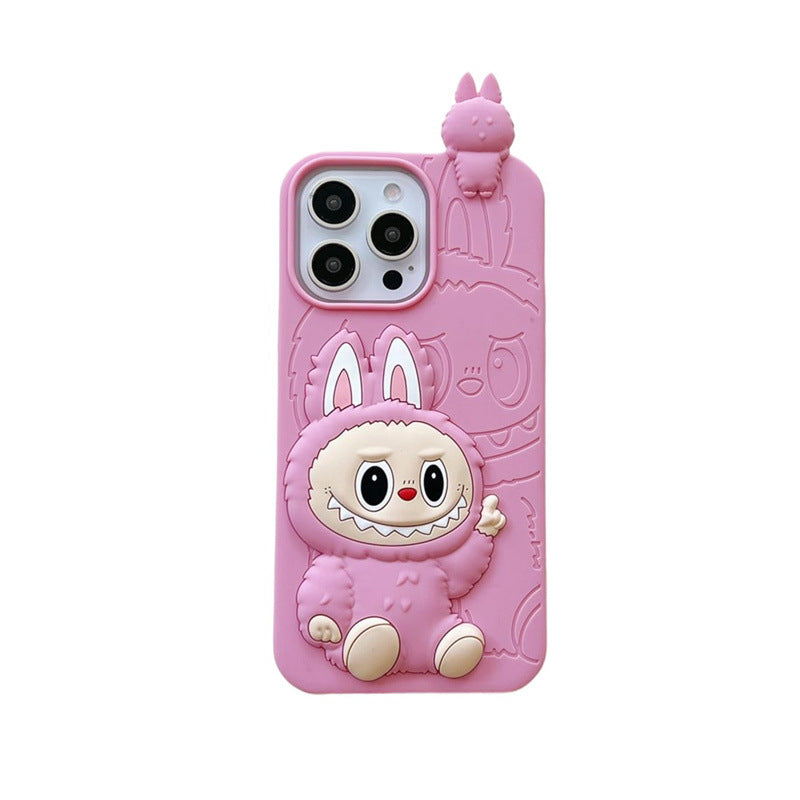 Gleoite Cartoon Labubu 3d Cás Sileacain | Donn Bándearg - Cás iPhone
