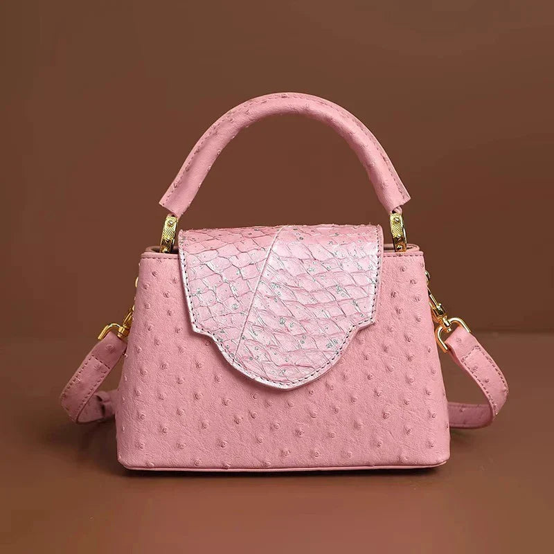 Sac à main de luxe haut de gamme - Sac à bandoulière à motif d'autruche de mode printanière