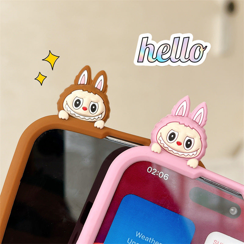 Gleoite Cartoon Labubu 3d Cás Sileacain | Donn Bándearg - Cás iPhone