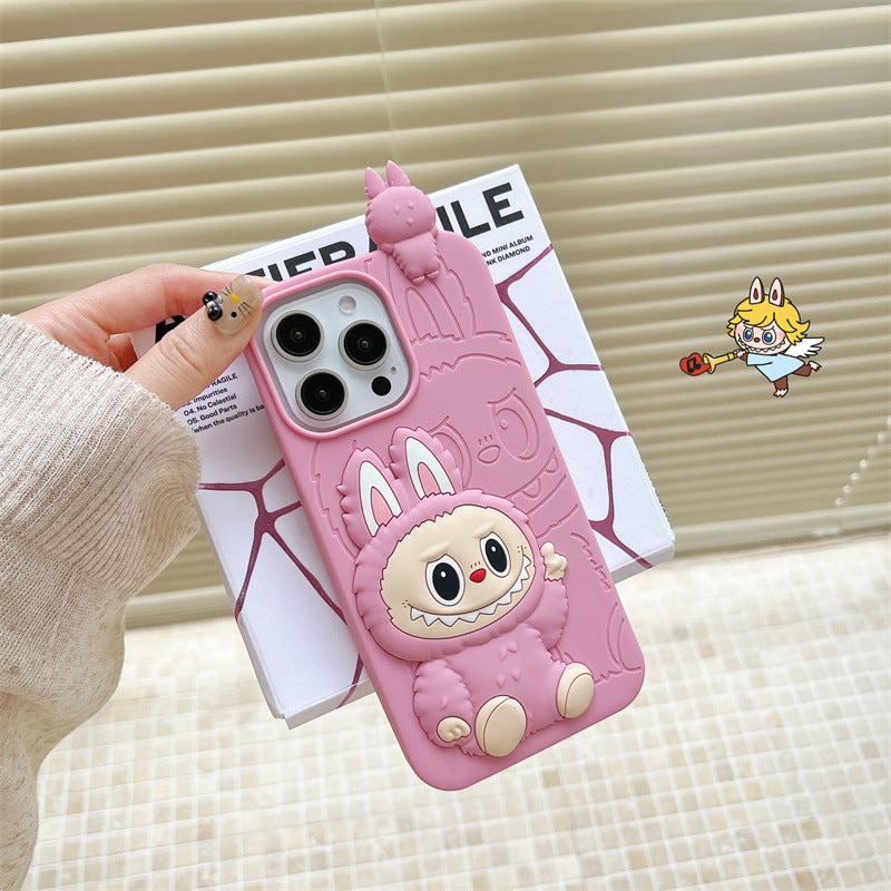 Gleoite Cartoon Labubu 3d Cás Sileacain | Donn Bándearg - Cás iPhone