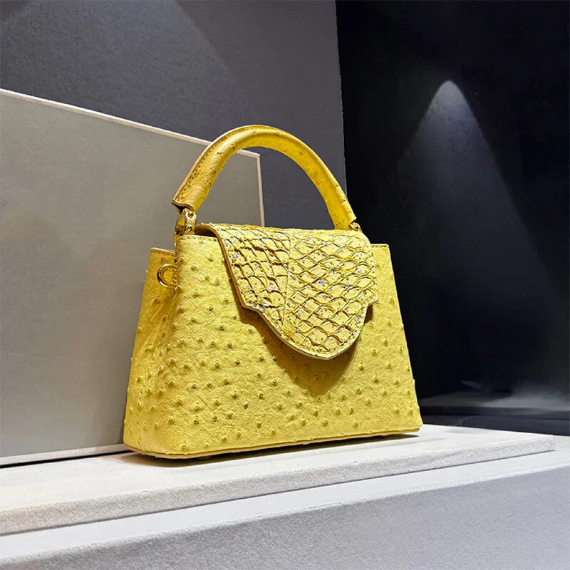 Sac à main de luxe haut de gamme - Sac à bandoulière à motif d'autruche de mode printanière