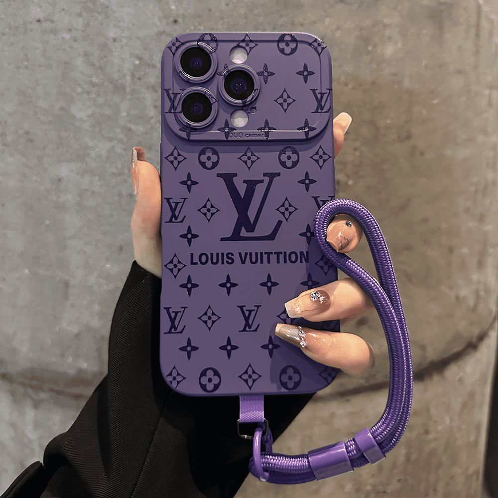 取り外し可能なリストストラップ付きの高級エンボスパターンiPhoneケース