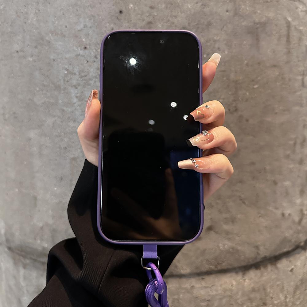 取り外し可能なリストストラップ付きの高級エンボスパターンiPhoneケース