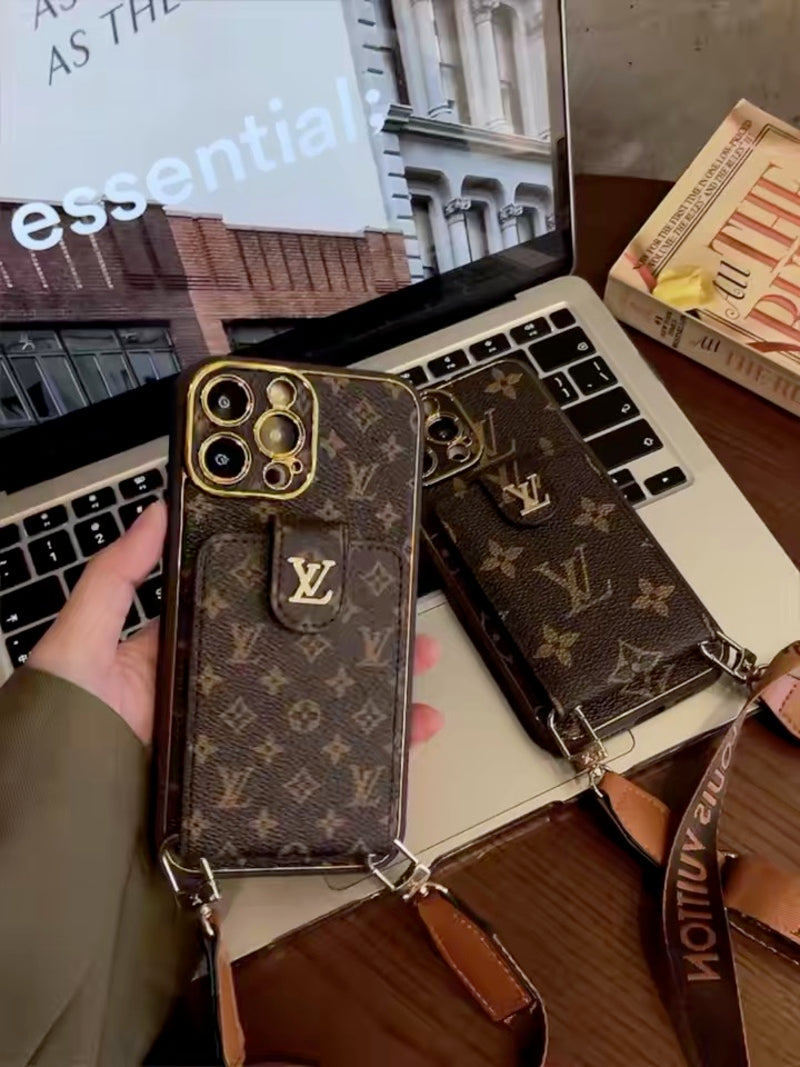 Avanceret læder iPhone-etui med kortpung og rem