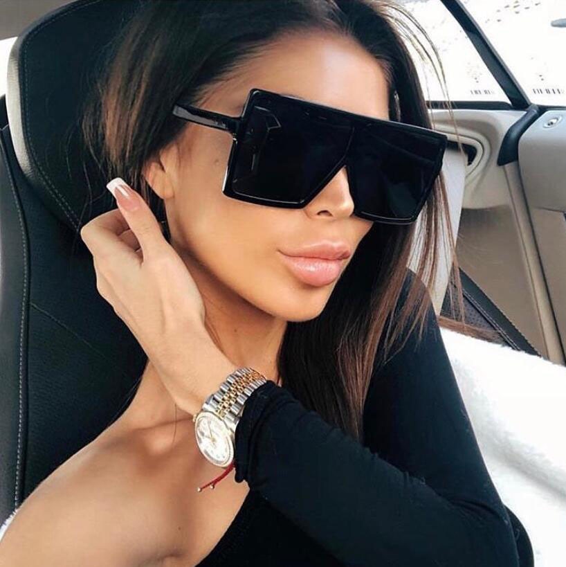 Lunettes de soleil surdimensionnées en plastique pour femmes, carrées de marque de styliste, à grande monture, UV400, oculos masculino