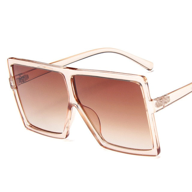Lunettes de soleil surdimensionnées en plastique pour femmes, carrées de marque de styliste, à grande monture, UV400, oculos masculino