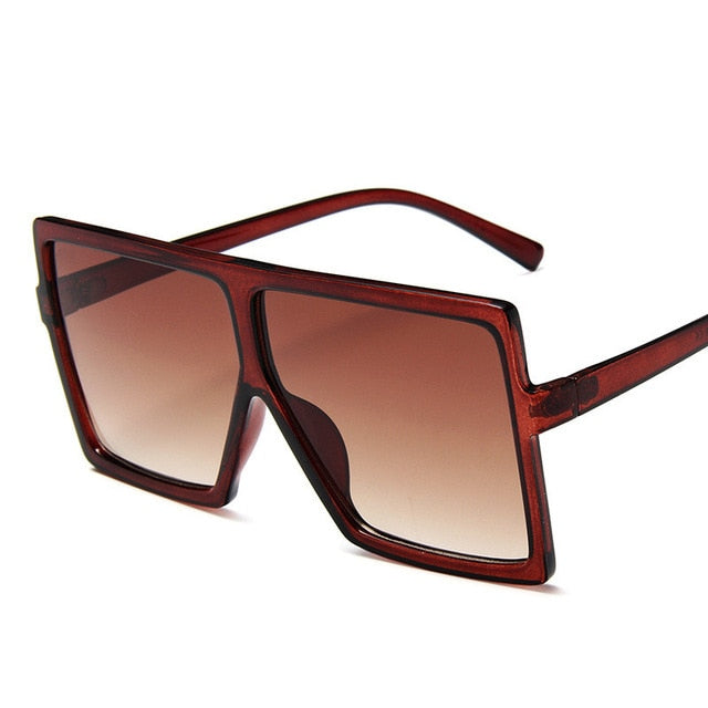 Lunettes de soleil surdimensionnées en plastique pour femmes, carrées de marque de styliste, à grande monture, UV400, oculos masculino