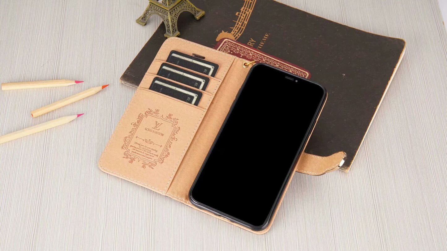 Luxe portemonnee-hoesje met monogram voor Samsung – zwart dambord